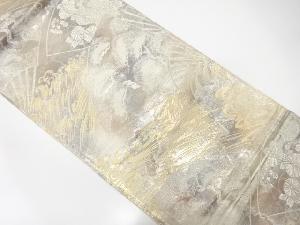 アンティーク　扇に荒波・松・菊模様織り出し袋帯（着用可）